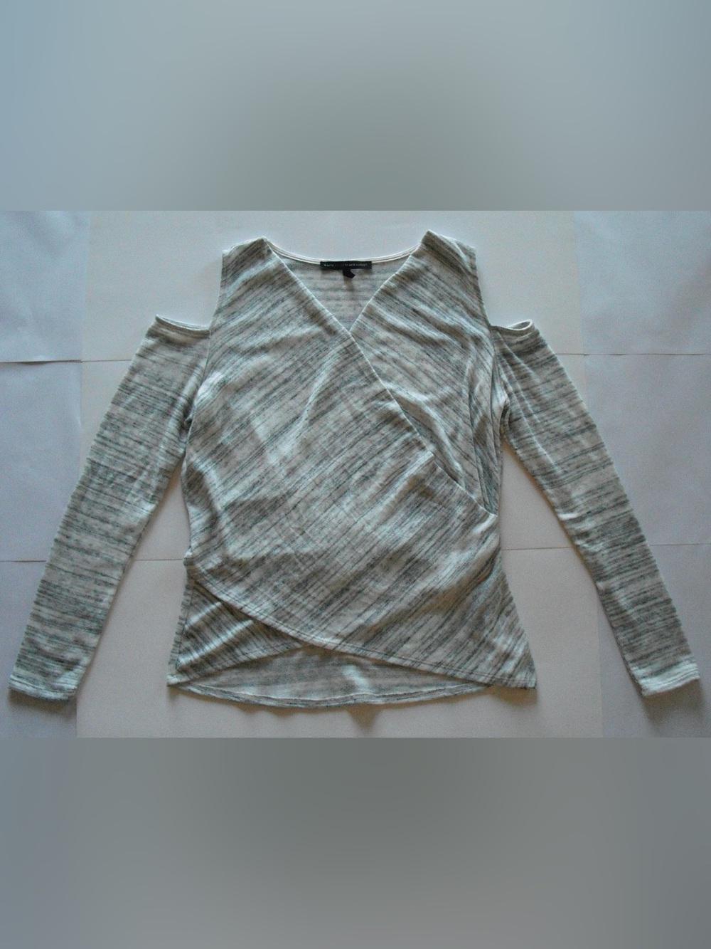 White House Black Market Heathered Gray Knit Top